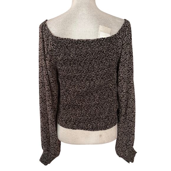 Faherty Size XL Beatrice Smocked Top Blouse Leaf Print Boho Bohemian - Picture 4 of 6